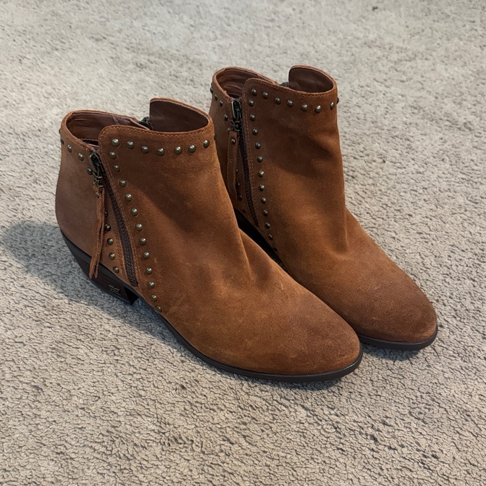 Sam Edelman Brown/Tan Studded Ankle Booties size 7